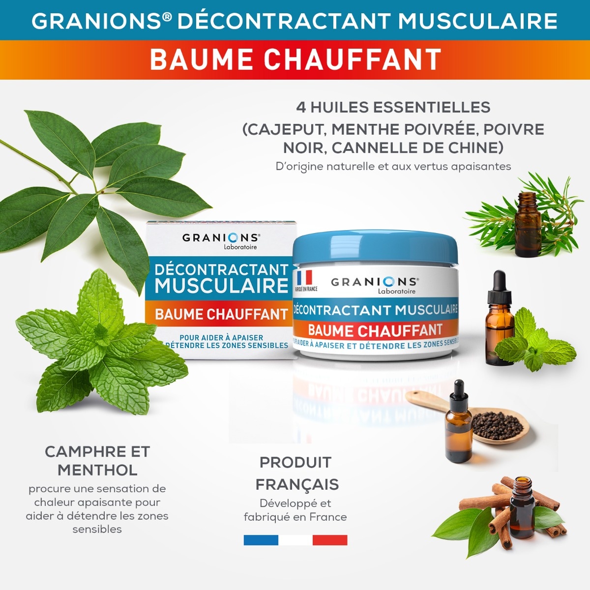 Décontractant musculaire Baume chauffant ingrédients