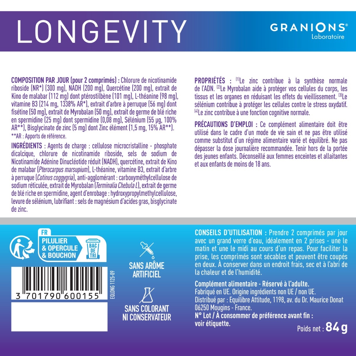 Granions Longevity NADH Dos