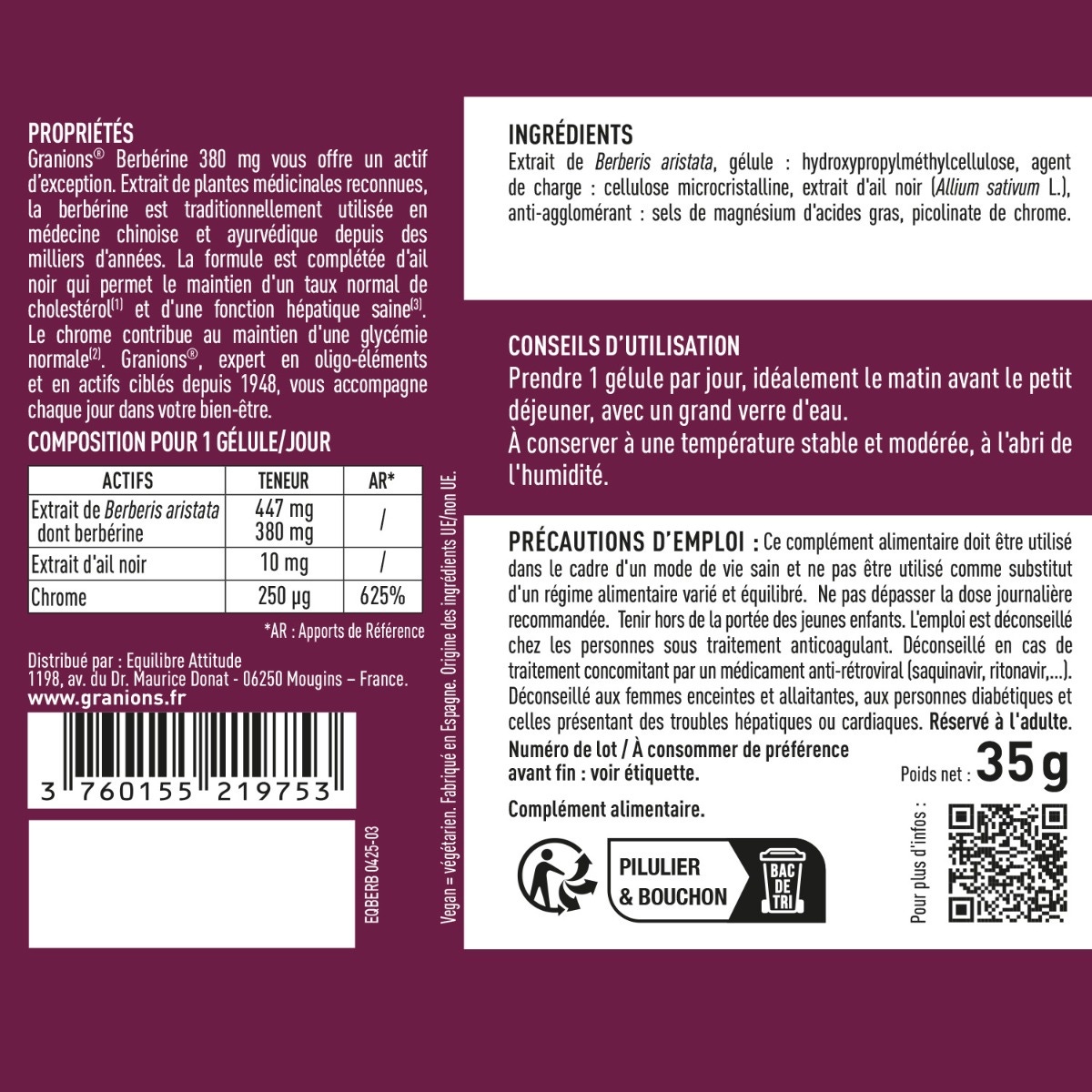 Granions Berbérine 1200 µg