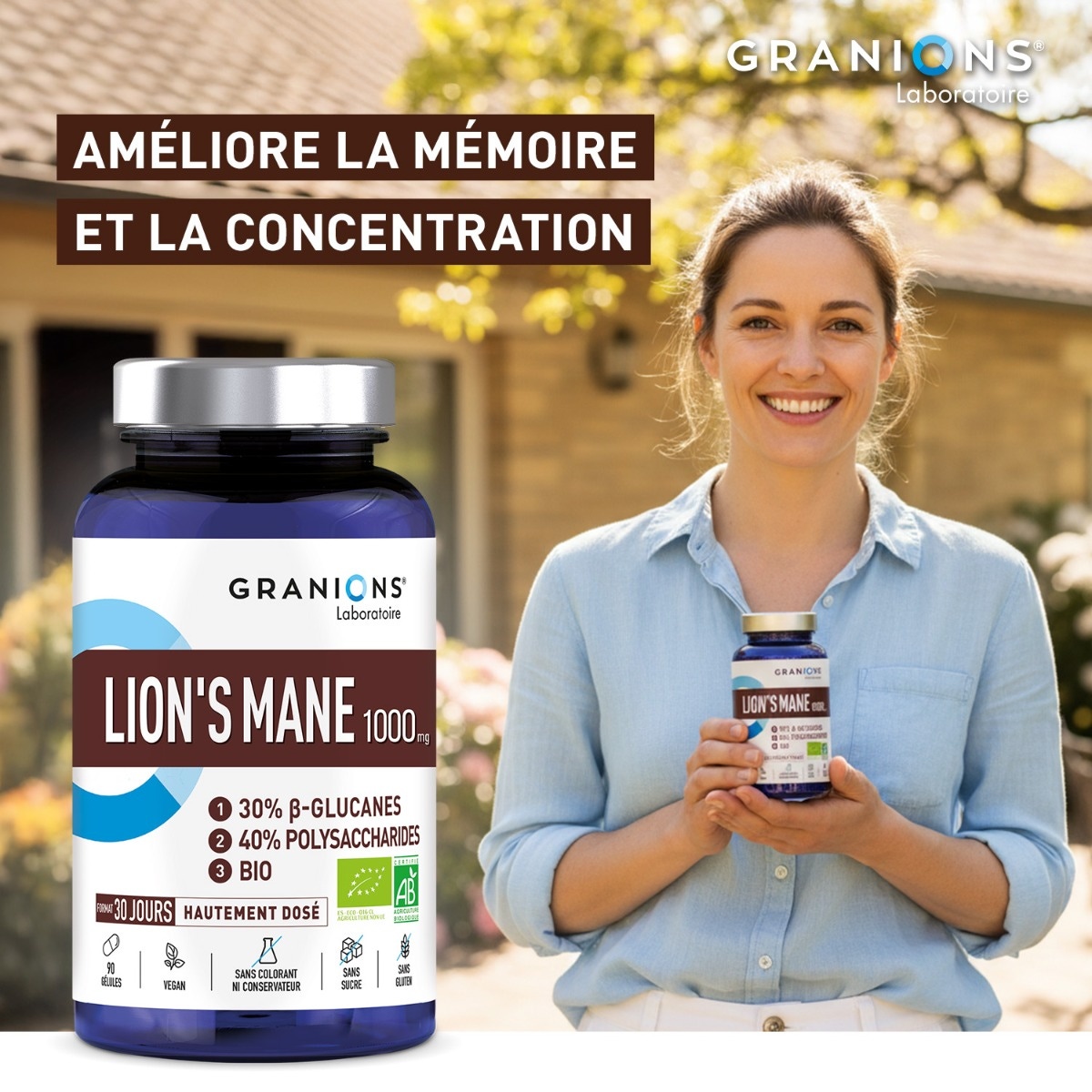 Granions - Lion's Mane 1000mg - Améliore la mémoire et la concentration