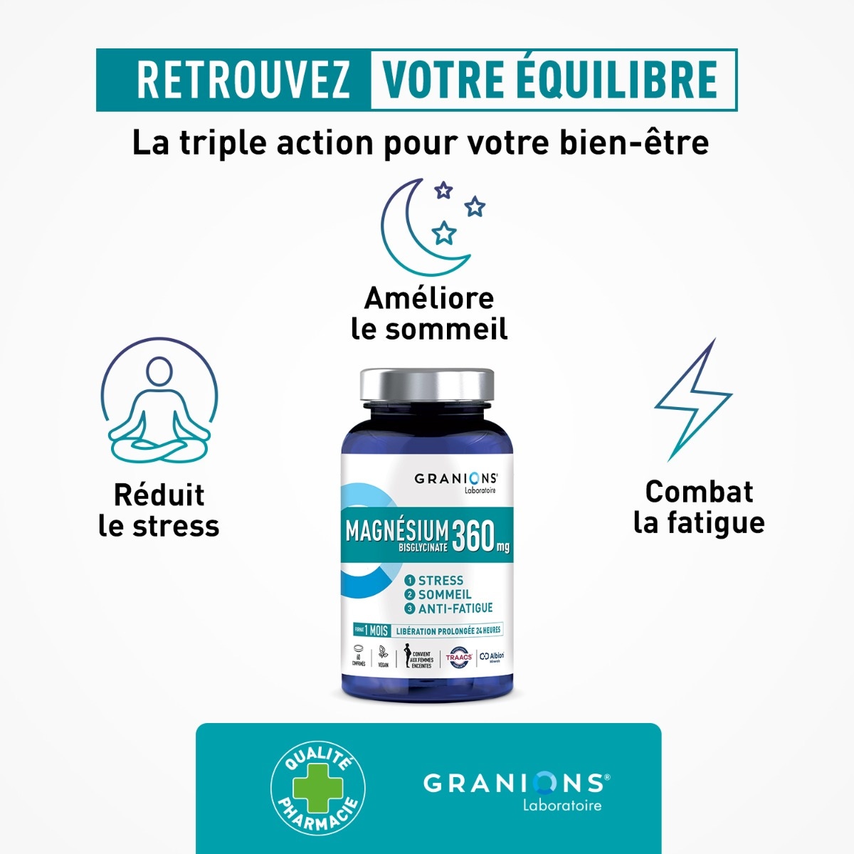 GRANIONS - Magnésium Bisglycinate 360mg