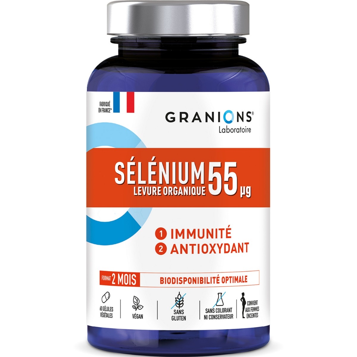 Granions Sélénimum - 60 gélules - Booste l'immunité - effet Antioxydant - Biodisponibilité optimale