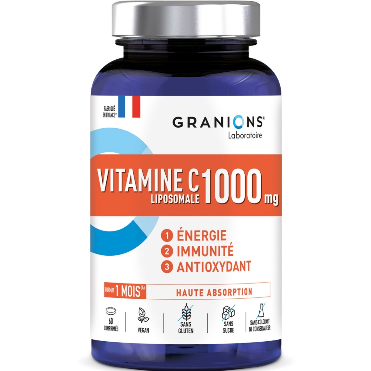 GRANIONS - Vitamine C Liposomale 1000 mg - Contribue au fonctionnement normal du système immunitaire et à réduire la fatigue 
