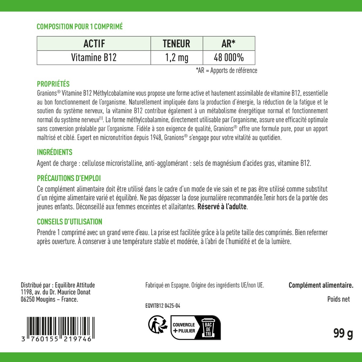 Vitamine B12 Format 6 mois