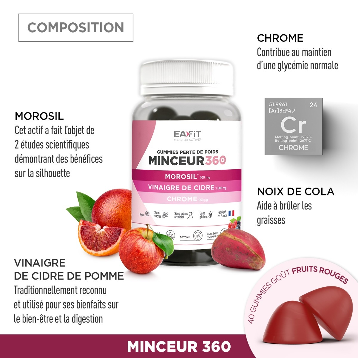 Gummies Morosil, Vinaigre de cidre de pomme Minceur 360