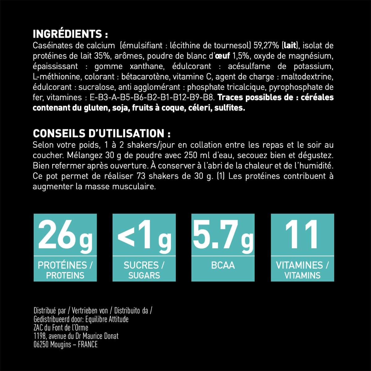 EA FIT - Milk and Egg - ingrédients et conseils d'utilisation