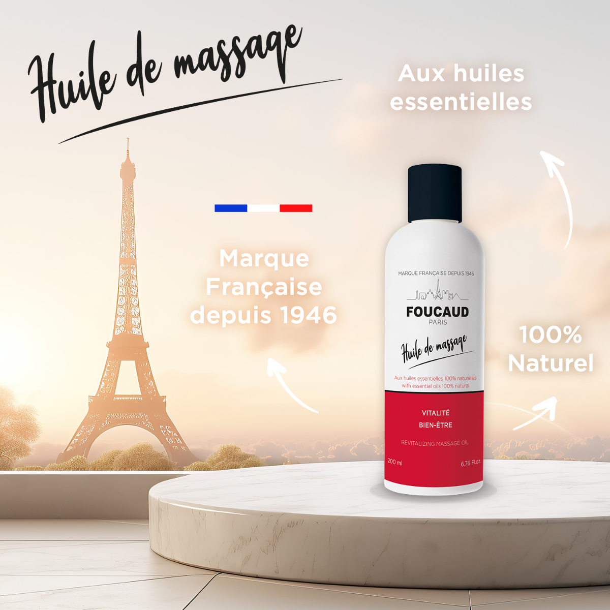 FOUCAUD Huile de Massage revitalisante 200 ml