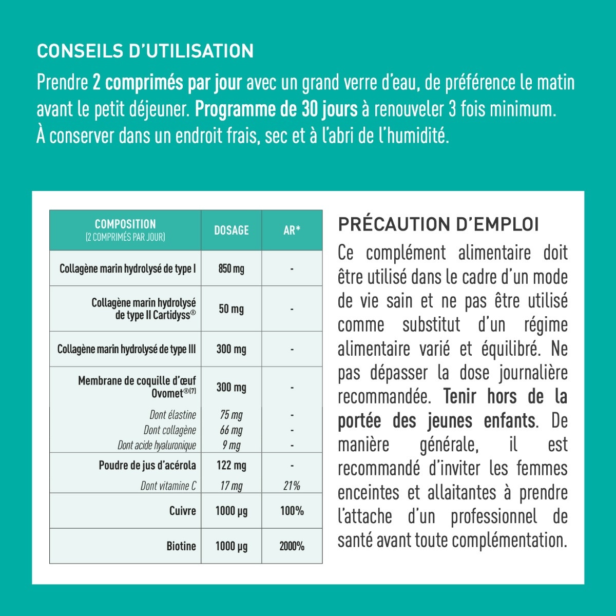 Collagène+ Multi type I, II, III, V, X composition