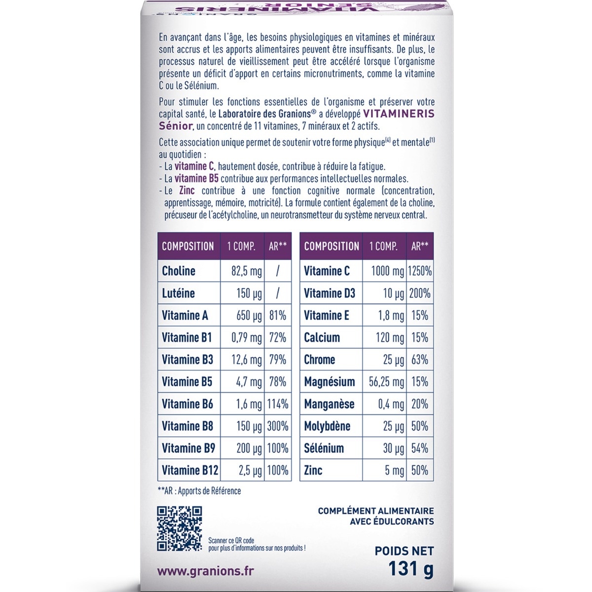 Vitamineris Senior 1000mg - 28 comprimés 