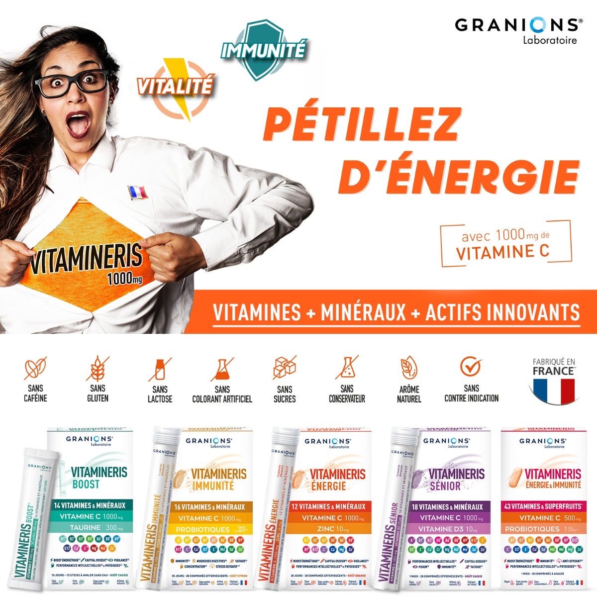 Vitamineris Énergie 1000mg - 28 comprimés 